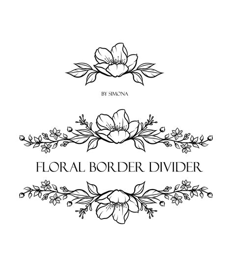 Flowers Floral Border Divider Hand Drawn LOGO - Etsy