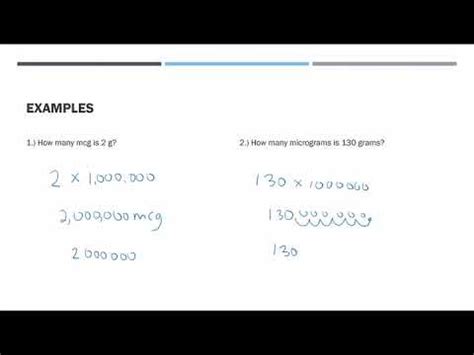 Metric Conversions: Converting from grams into micrograms (g to mcg) - YouTube