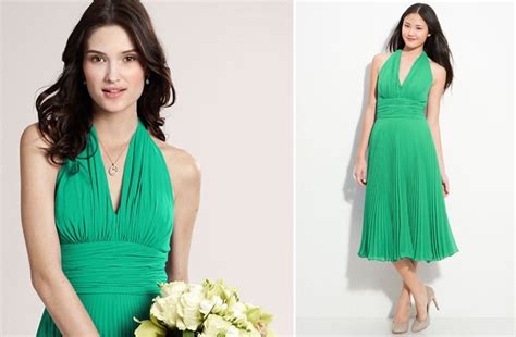 green halter bridesmaid dress