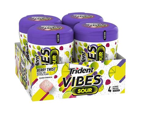 TRIDENT SOUR BERRY VIBES BTL 4CT - Gum - Candy, Mints & Gums - Texas Wholesale