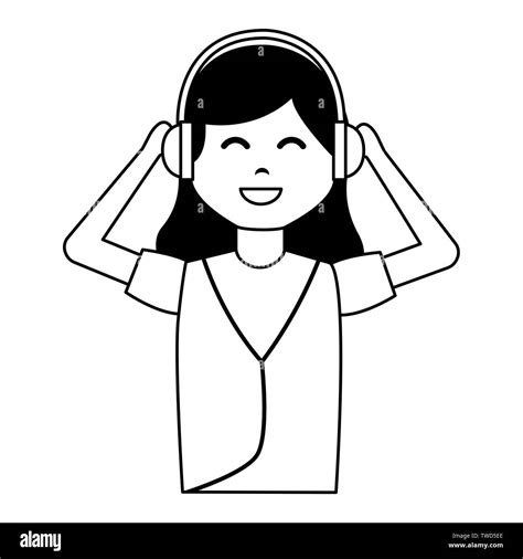 happy girl with mp3 and earphones listening music vector illustration Stock Vector Image & Art ...