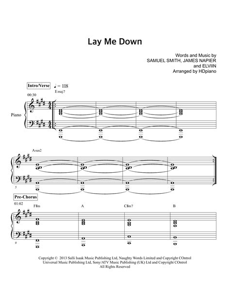 Lay Me Down | Sheet Music Direct