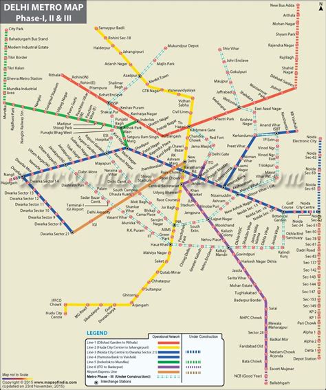 Delhi Metro Map and Route of Orange, Red, Green, Violet, Blue and ...