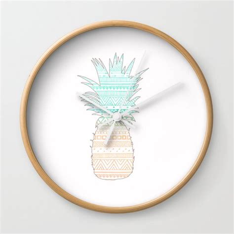 Tribal Pineapple Wall Clock by sunkissedlaughter | Society6