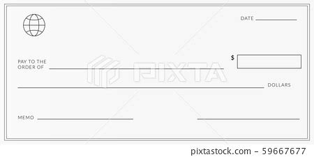 Blank template of the bank cheque. Checkbook check - Stock Illustration [59667677] - PIXTA