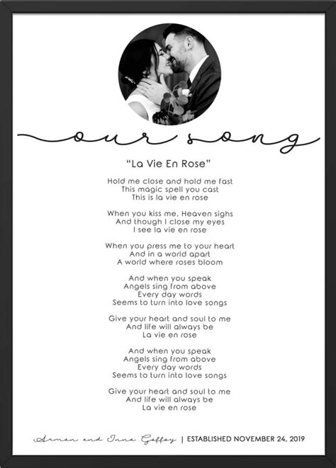 Personalized Wedding Song Lyrics Art