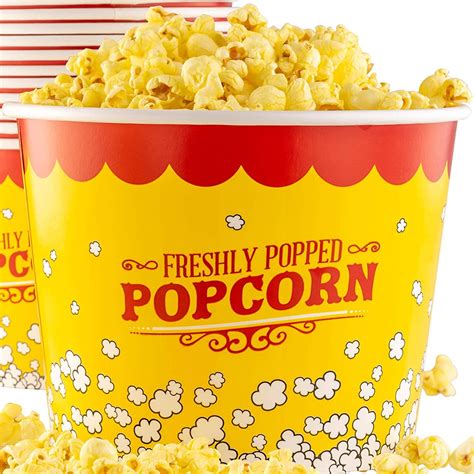 Avant Grub 85 oz Jumbo Movie Popcorn Bucket, Leak-Free Greaseproof Coated Paper , 12 Pack ...