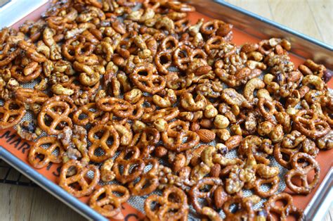 Playing with Flour: Holiday snack mix - spiced, glazed nuts & pretzels