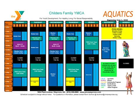 Pool Schedule – YMCA of Waycross