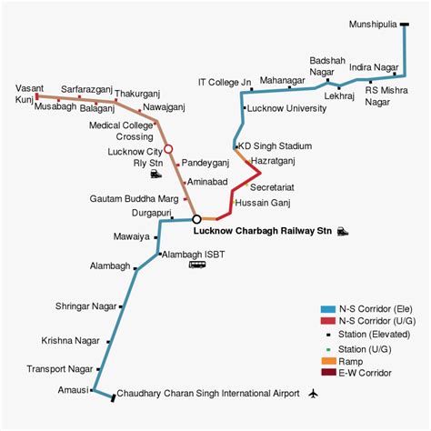 Lucknow Metro Route Map, HD Png Download - kindpng