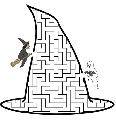 Halloween Witch Maze coloring page & book for kids.