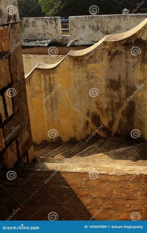 A Aged First Floor Steps of the Manora Fort. Stock Image - Image of hall, battlement: 109469989