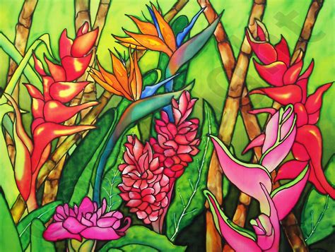 Tropical Flowers - Nina Major Watercolor Art & Silk Painting