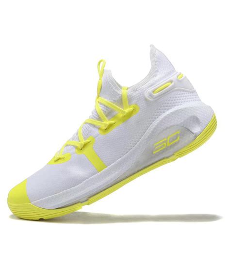 Under Armour CURRY 6 WHITE - Neon Yellow Basketball Shoes - Buy Under ...