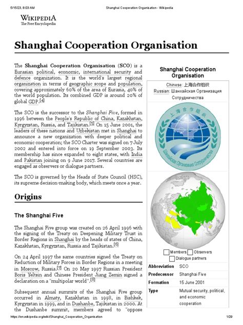 Shanghai Cooperation Organisation | PDF | Global Politics | Government