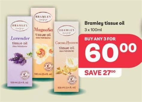 Bramley tissue oil 3 x 100ml offer at PEP