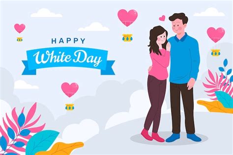 Free Vector | Flat background for white day celebration