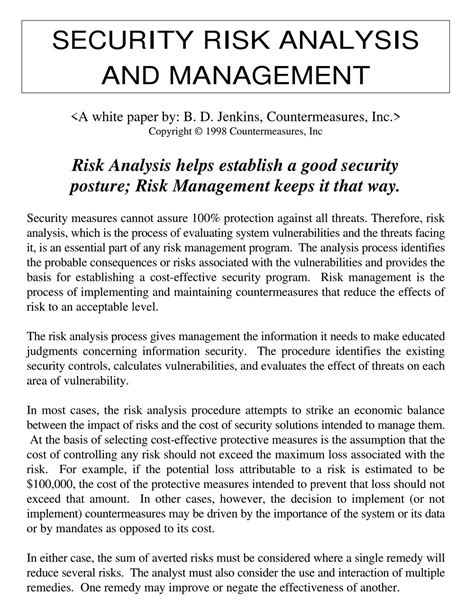 26+ Free Security Risk Analysis Templates - Printable PDF, DOC » American Templates