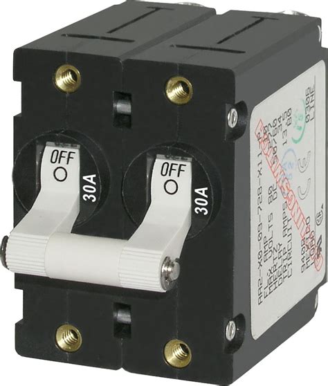 A-Series White Toggle Circuit Breaker - Double Pole 30A - Blue Sea Systems