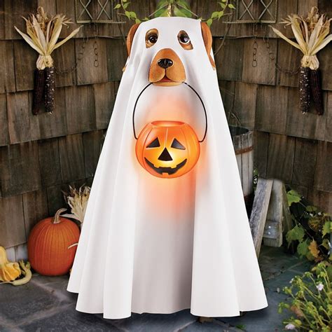 Lighted Ghost Dog in Halloween Costume Decoration | Collections Etc.