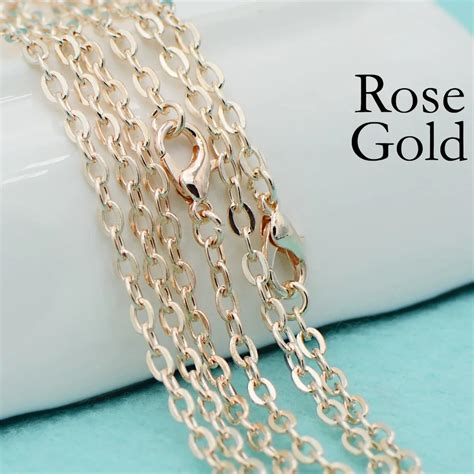 50 pcs 18/24/30 Inch Rose Gold Rolo Chain necklace, Rose Gold Cable ...