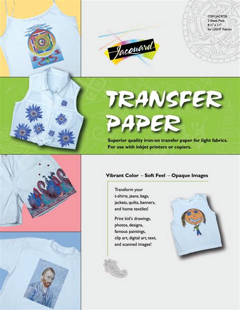 Jacquard Transfer Paper for Light Fabric, 8.5in x 11in, 3/Pkg. - RISD Store