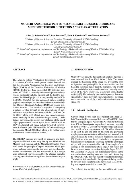 (PDF) MOVE-III and DEDRA: In Situ Sub-millimetric Space Debris and ...