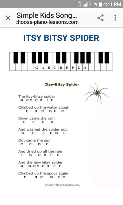 a sheet with an image of a spider on it and the words, itsy bitsy spider