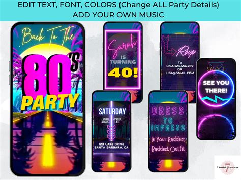 80s Party Invite Video. Neon Retro Digital Invitation is - Etsy