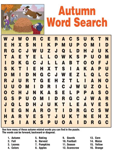 Fall Word Search for Brain Training | Fall words, Kids learning activities, Fall word search