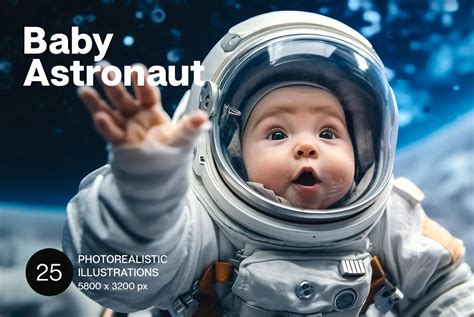 Baby Astronaut 25 photorealistic illustrations Graphics - YouWorkForThem