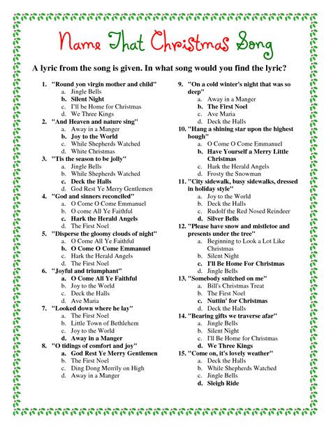 Printable Christmas Song Answers | Tis the season | Christmas trivia, Christmas song trivia ...