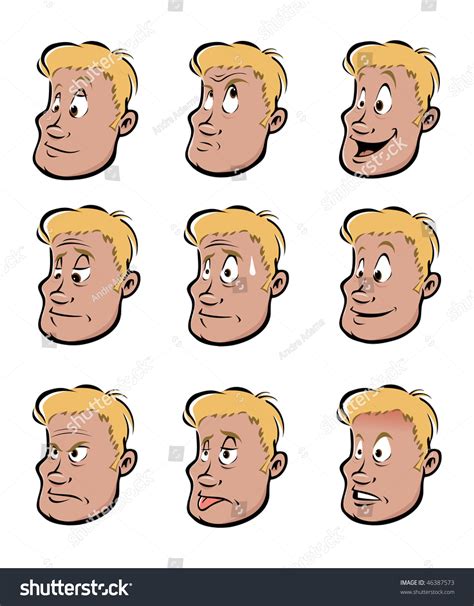 Cartoon Vector Illustration Male Facial Expressions Stock Vector ...