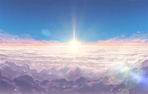 Wallpaper the sky, clouds, sunrise, anime, art, Kimi no VA On, Your name images for desktop ...