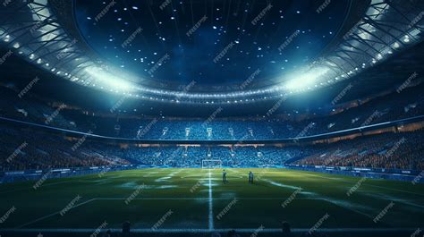 Premium AI Image | Photo of a soccer stadium at night The stadium was ...