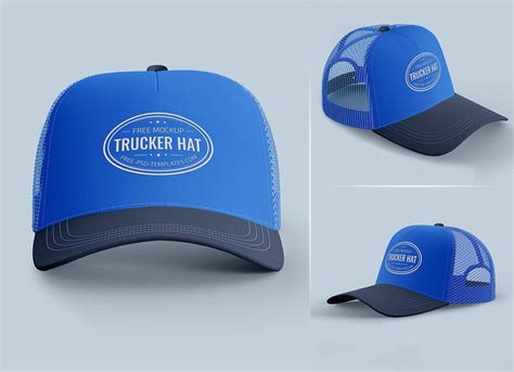 Free Trucker Mesh Cap / Hat Mockup PSD Set - Good Mockups | Mesh cap ...