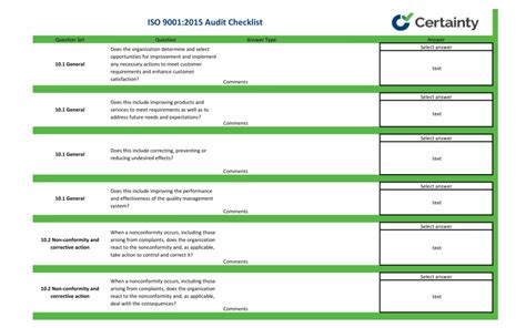 Iso 9001 Checklist Excel Template