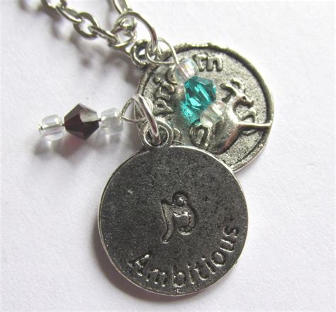 Capricorn Birthstone Necklace Antique Silver Personalized