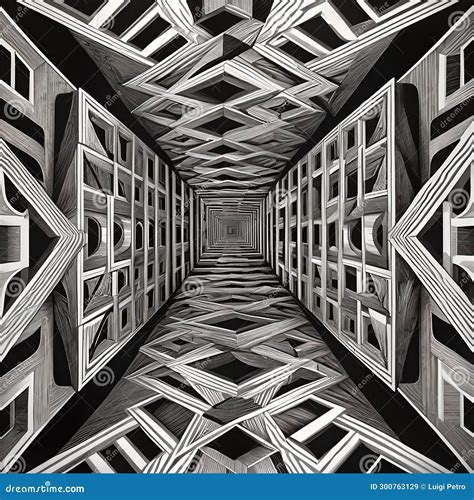 Monochrome Optical Illusion Geometric Shapes Stock Image - Image of ...