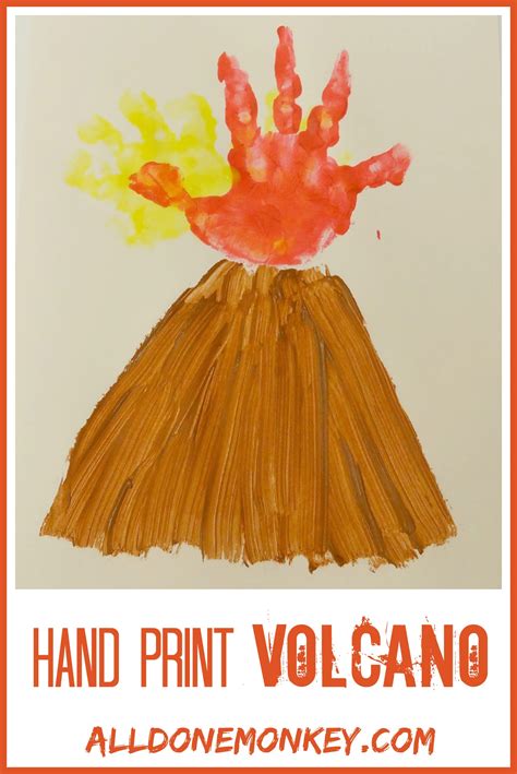 Hand Print Volcano Card - All Done Monkey