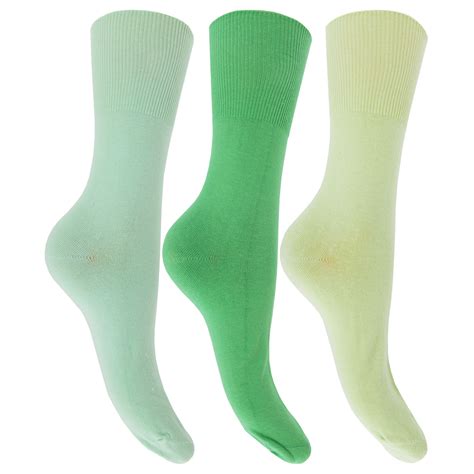 Womens/Ladies Plain Cotton Rich Non Elastic Top Socks (Pack Of 3) | eBay