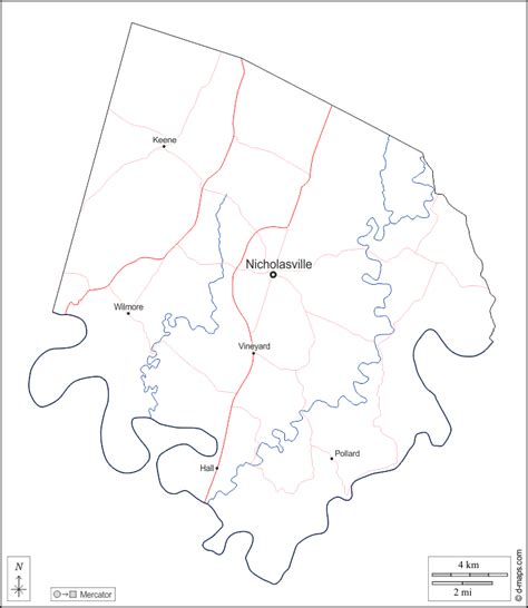 Jessamine County free map, free blank map, free outline map, free base ...