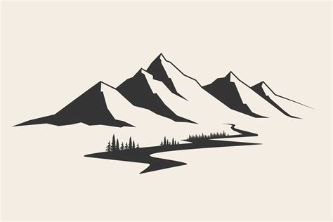 Mountains vector.Mountain range silhouette isolated vector illustration. Mountains silhouette ...