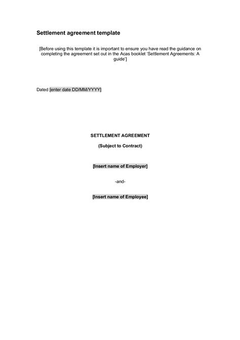 Settlement agreement template | Exercises Law | Docsity