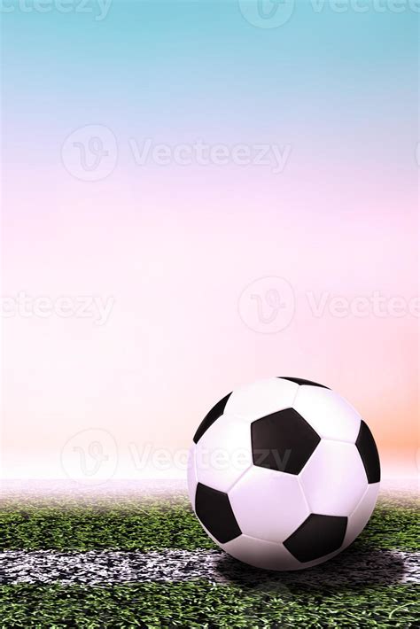 Soccer ball in light background lawn for content or copy space ...