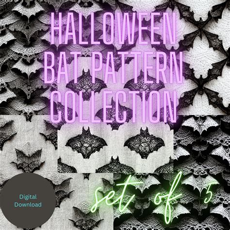 Halloween Bat Pattern Collection, Repeatable Pattern Download, Seamless Patterns, Digital Art ...