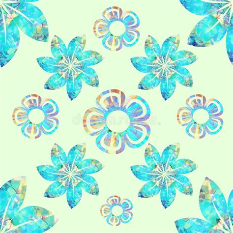 Vector Floral Seamless Pattern, Turquoise, Yellow, Brown, Plain Cream Background Stock Vector ...