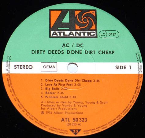 AC/DC Dirty Deeds Done Dirt Cheap Germany Hard Rock 12" LP Vinyl Album Cover Gallery ...