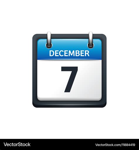 December 7 calendar icon flat Royalty Free Vector Image