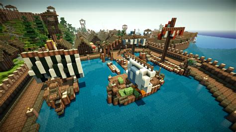 Viking Village with harbour Minecraft Map